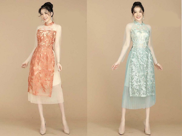 Tổng Hợp Các Mẫu Áo Dài Cách Tân Váy Đụp Cho Nàng Xinh Lung Linh