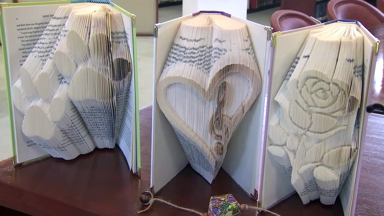 Woman Folds Old Books Into Custom Works Of Art - Youtube
